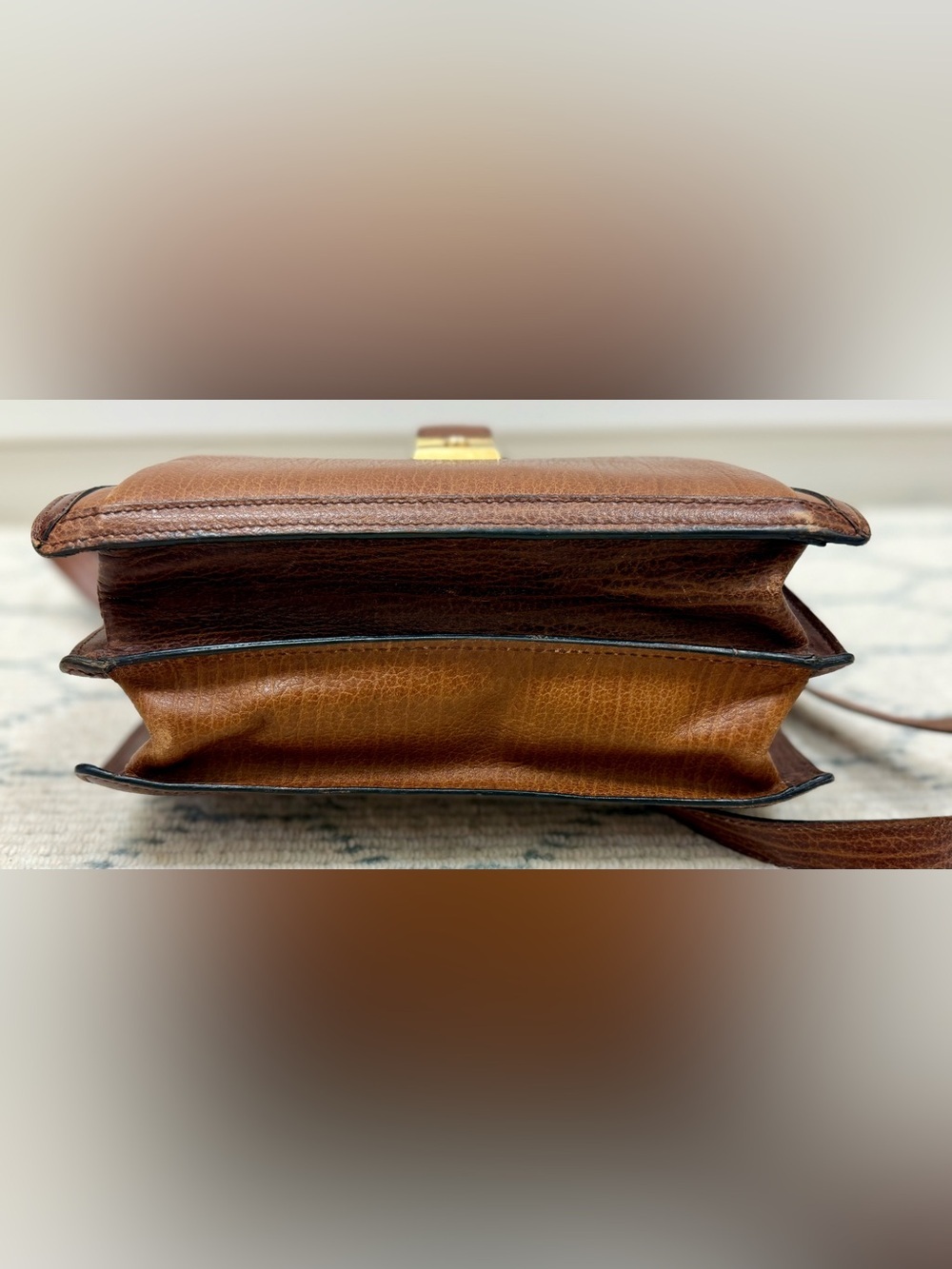 BALLY Vintage 90s Unisex Classic Brown Boar Leather 2-Way Top Handle W/ Org. Key - Picture 5 of 16